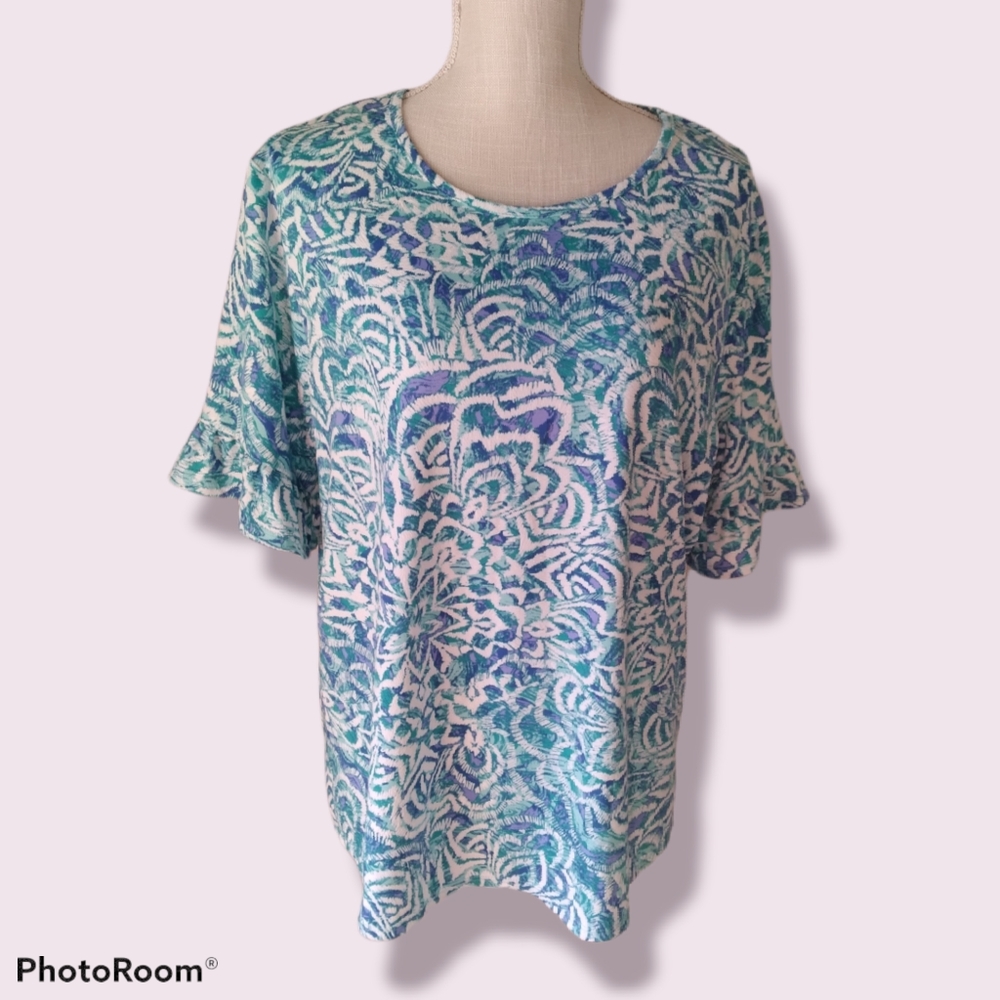 Bonworth Geometric Print Short Sleeve Blouse